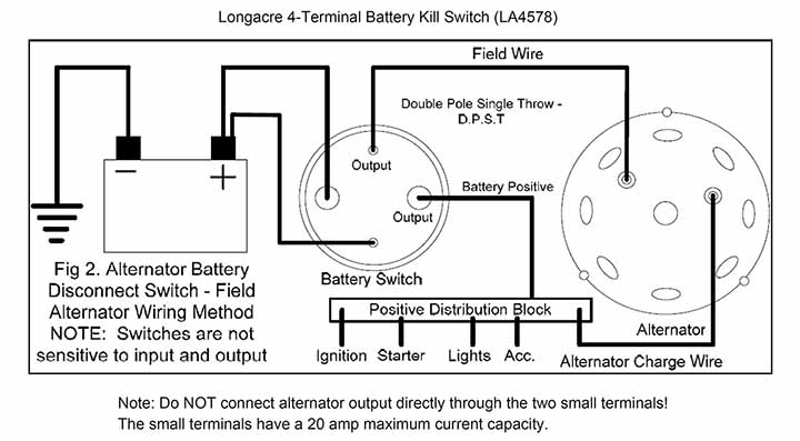 Longacre 4-Terminal Kill Switch (LA4578) Wiring Diagram