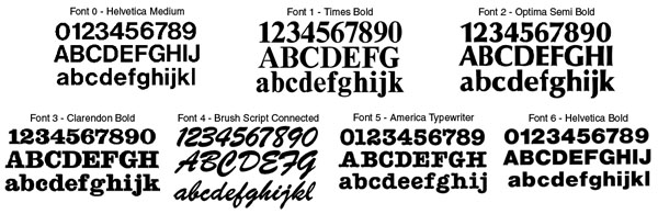 Samples of Available Font Styles