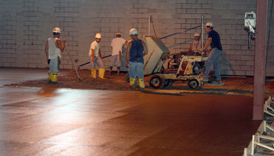 July 9, 2009 - The first half of the floor slab is being poured today.