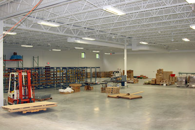 August 26, 2009 - We've started to assemble shelf units and pallet racking.