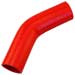 Red Silicone Hose, 1 1/2" I.D. 45 degree Elbow, 4" Legs