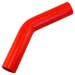Red Silicone Hose, 1 1/2" I.D. 45 degree Elbow, 6" Legs