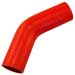 Red Silicone Hose, 1 5/8" I.D. 45 degree Elbow, 4" Legs