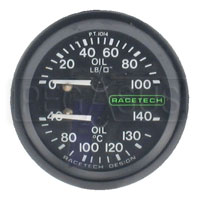 Racetech Dual 100psi Oil Pressure/140 C Oil Temperature