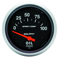 Sport Comp 2 5/8 inch Electric Oil Pressure Gauge, 100psi