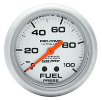 Ultra Lite 2 5/8" Fuel Pressure Gauge, 100psi