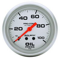 Ultra Lite 2 5/8" Oil Pressure Gauge, 100psi, 6 ft