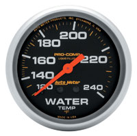 Pro Comp 2 5/8 Liquid Filled Water Temp Gauge:120-240F 12ft