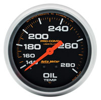 Pro Comp 2 5/8 Liquid Filled Oil Temp Gauge:140-280F 6ft