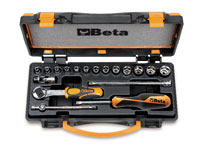 Beta Tools 900/C13-5 Set of 13 Metric 1/4 Inch Drive Hex Sockets with 5 Drive Accessories