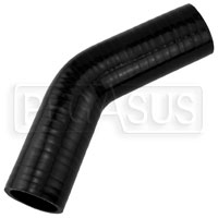 Black Silicone Hose, 1 1/2" I.D. 45 degree Elbow, 4" Legs