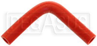 Red Silicone Hose, 1/2" I.D. 90 degree Elbow, 4" Legs