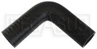 Black Silicone Hose, 1 1/8" I.D. 90 degree Elbow, 4" Legs