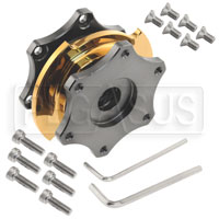 OBP 6-Bolt Quick Release Steering Hub, Gun Metal Gray/Yellow