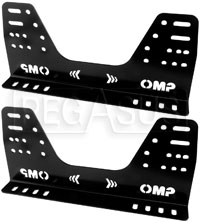 OMP Steel Side-Mount Seat Brackets, Low (16 Holes), FIA