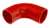Red Silicone Hose, 2 3/8" I.D. 90 degree Elbow, 4" Legs