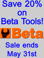 Save 20% on Beta Tools, in stock or special order!