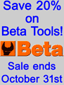 Save 20% on Beta Tools, in stock or special order!