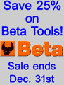 Save 25% on Beta Tools, in stock or special order!