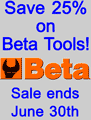 Save 25% on Beta Tools, in stock or special order!