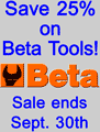 Save 25% on Beta Tools, in stock or special order!
