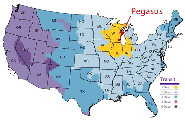 FedEx Ground Service Map for Zip Code 53146