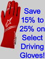 Save 15% to 25% on select in-stock Driving Gloves!