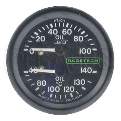Racetech Oil Pressure Oil Temperature Dual Mechanical Gauge-9ft Long Capillary 