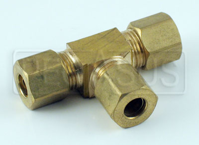 FireBottle Brass Tee for 1/4 Aluminum Tubing - Pegasus Auto Racing Supplies