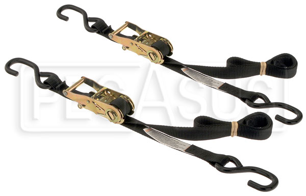 1 inch Wide, 68 Ratcheting Tie Down Straps - Set of Two
