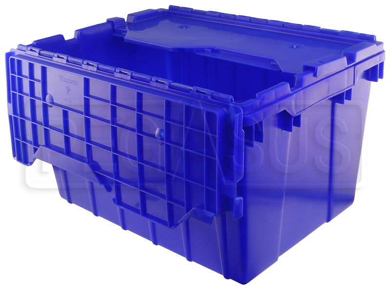 Heavy-duty Plastic Storage Box with Interlocking Cover, Blue