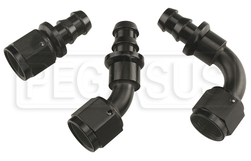 Black Aluminum Barbed Hose Fitting to AN Female Pegasus Auto Racing Supplies
