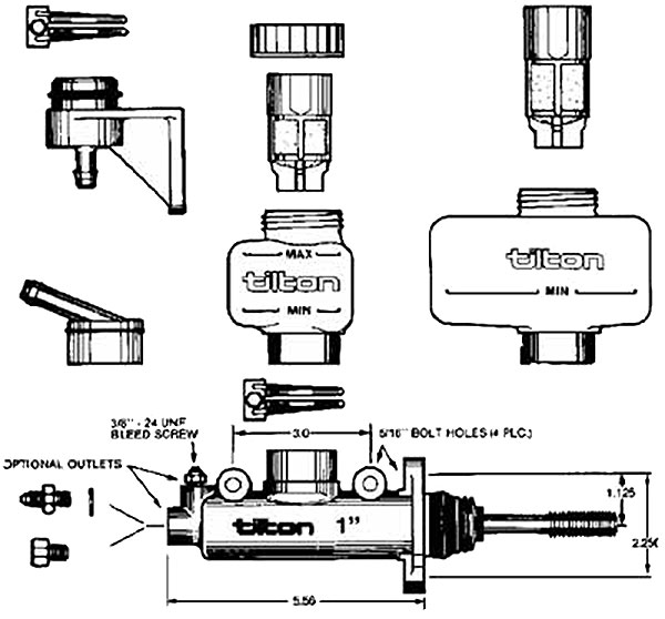Tilton 74 Series Universal Master Cylinder Kit Pegasus Auto Racing Supplies