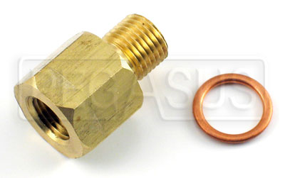 1/8 NPT Female to M10x1.0 Male Pressure Gauge Adapter, Brass