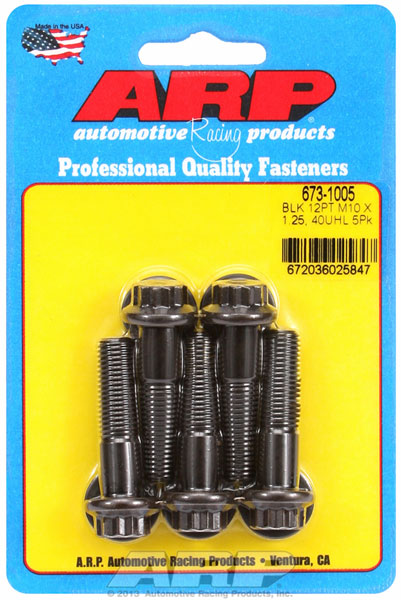 ARP M10 x 1.25 x 40 12 Point Head Black Oxide Bolt, 5-Pack