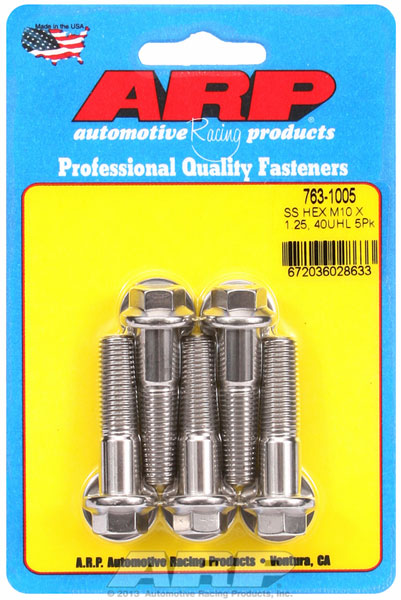 1.25 Steel Chrome Flanged Hex bolts pack of four M10 Fine Pitch 