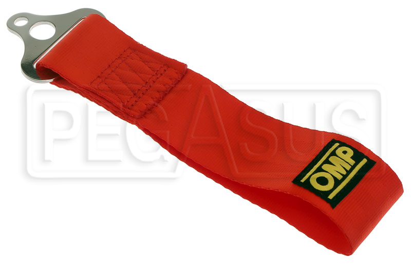 OMP Flexible Polyester Strap Tow Loop, Red - Pegasus Auto Racing Supplies