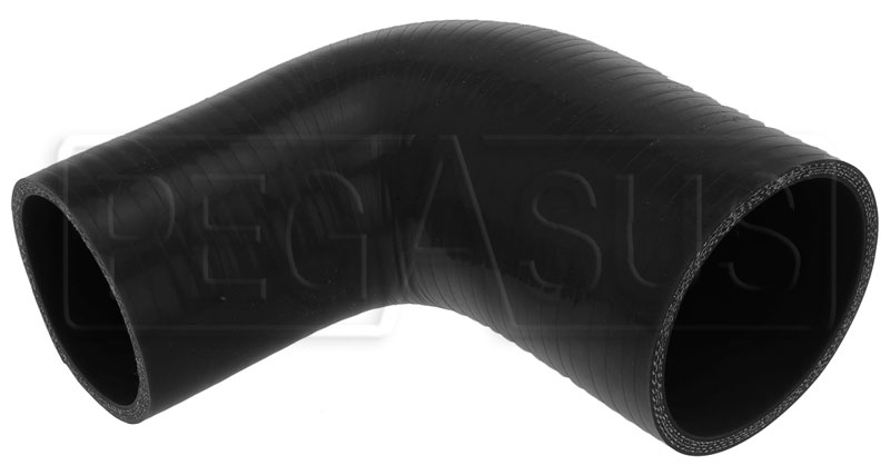 Silicone Hose 90 Degree Reducing Bend Gloss Black PICK SIZE & Jubilee Clip