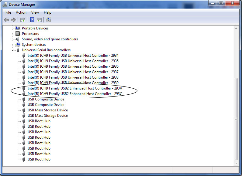 Screen Capture of Windows 7 Device Manager