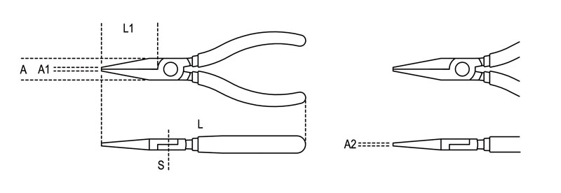 BETA 011780102 - 1178BM/P Smooth half-round long bent needle nose pliers  with bi-material handles (multi-pack)