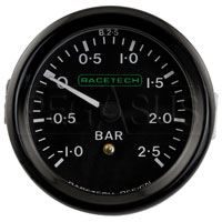 Large photo of Racetech -1 to +2.5 bar Boost Gauge, Pegasus Part No. 1068-001