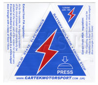 Click for a larger picture of Cartek Safety Sticker Sheet for Battery Isolators