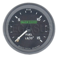 Large photo of Racetech 15psi Fuel Pressure Gauge, Pegasus Part No. 1090-Size