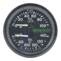 Large photo of Racetech Dual 100psi Oil Pressure/140 C Oil Temperature, Pegasus Part No. 1095-Size