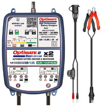 Click for a larger picture of Optimate 12V/12.8V/13.2V 2A 2-Bank Dual Chem Battery Charger