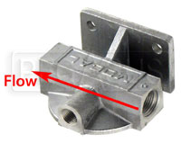 Click for a larger picture of Remote Filter Head with Gauge Port, Right-to-Left Flow