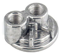 Click for a larger picture of Spin-On Remote Oil Filter Adapter, 1/2 NPT Ports