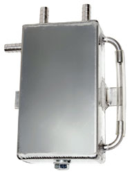 Large photo of Aluminum Catch Tank, Bulkhead Mount w/ Barbed Fittings, 1 L, Pegasus Part No. OBP-CT001