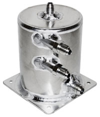 Click for a larger picture of 1L Fuel Scavenge Tank, 5.5" H x 4" OD, Base Mt, AN Fittings