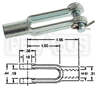 Large photo of 10-32 Forged Yoke & Pin Assembly, Pegasus Part No. 1273